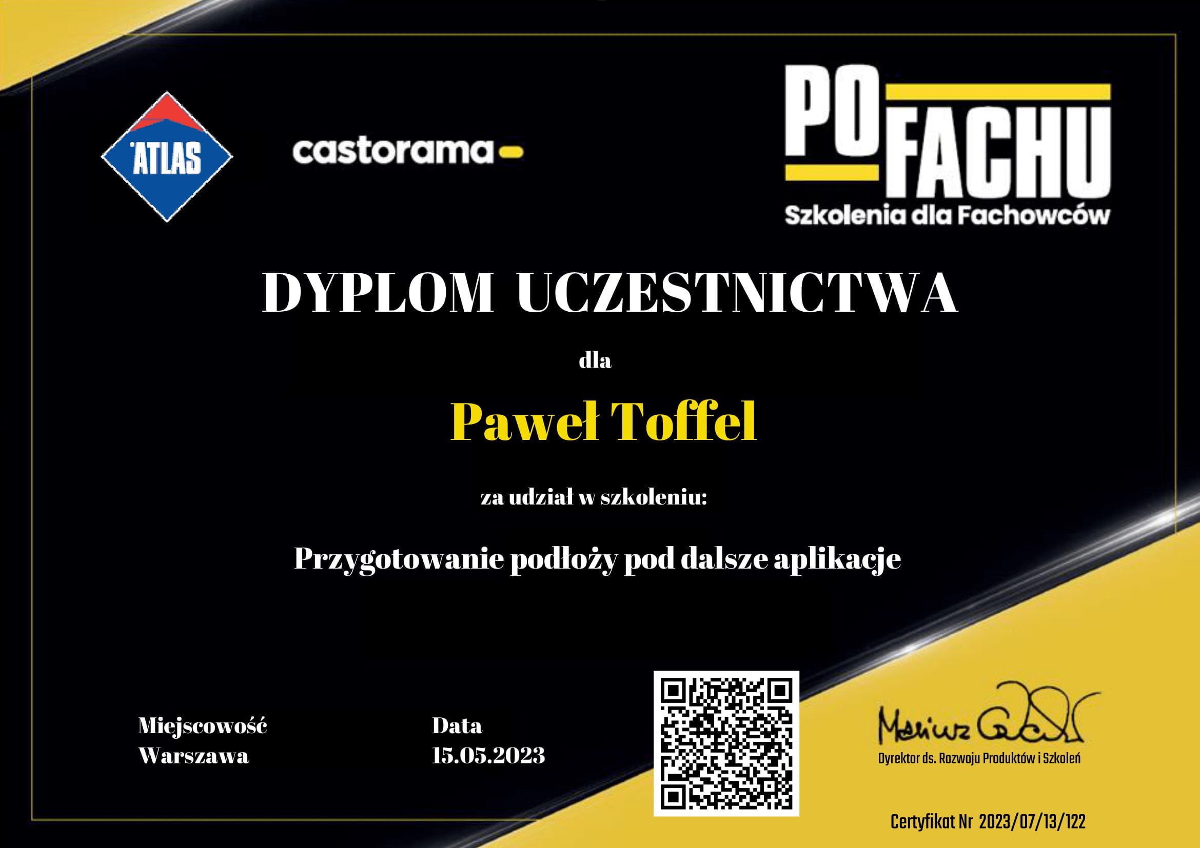 Certyfikat ATLAS - Przygotowanie podłoża pod dalsze aplikacje