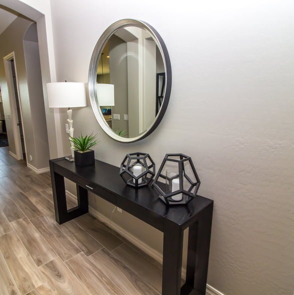 Entry Hallway With Mirror And Small Table