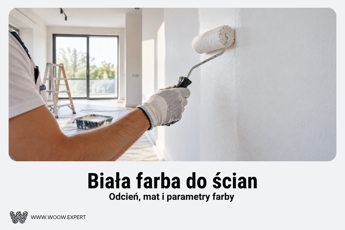 Malarz Nakładający Białą Farbę Wałkiem Na Gładką Ścianę W Jasnym Wnętrzu.