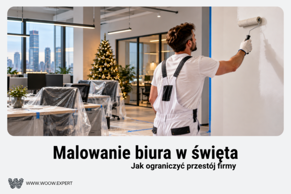 Malarz Podczas Malowania Ściany W Zabezpieczonym Biurze W Okresie Świątecznym.
