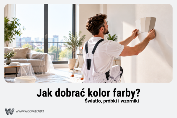 Malarz Porównujący Próbki Kolorów Przy Ścianie W Jasnym Wnętrzu.