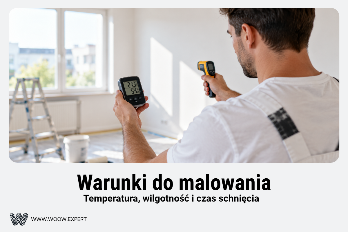 Malarz Sprawdzający Temperaturę I Wilgotność W Pomieszczeniu Przed Malowaniem Ścian.