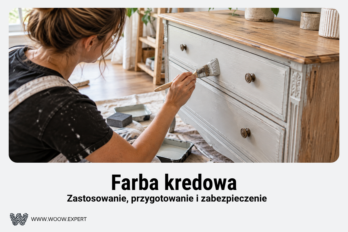 Malowanie Drewnianej Komody Matową Farbą Kredową Podczas Renowacji Mebla.