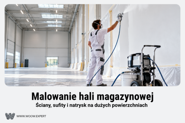Natryskowe Malowanie Ścian I Sufitu Wewnątrz Pustej Hali Magazynowej.