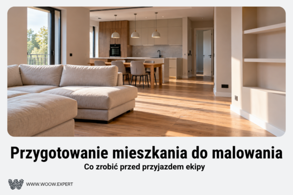 Przygotowane Mieszkanie Przed Rozpoczęciem Prac Malarskich Z Uporządkowanym Wyposażeniem I Odsuniętymi Meblami.