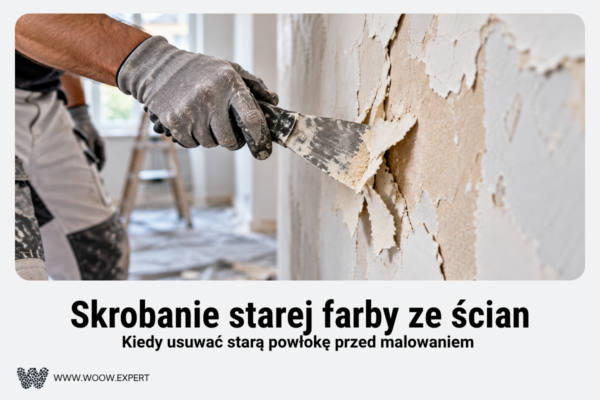 Usuwanie łuszczącej Się Starej Farby Ze Ściany Przed Przygotowaniem Powierzchni Do Malowania.